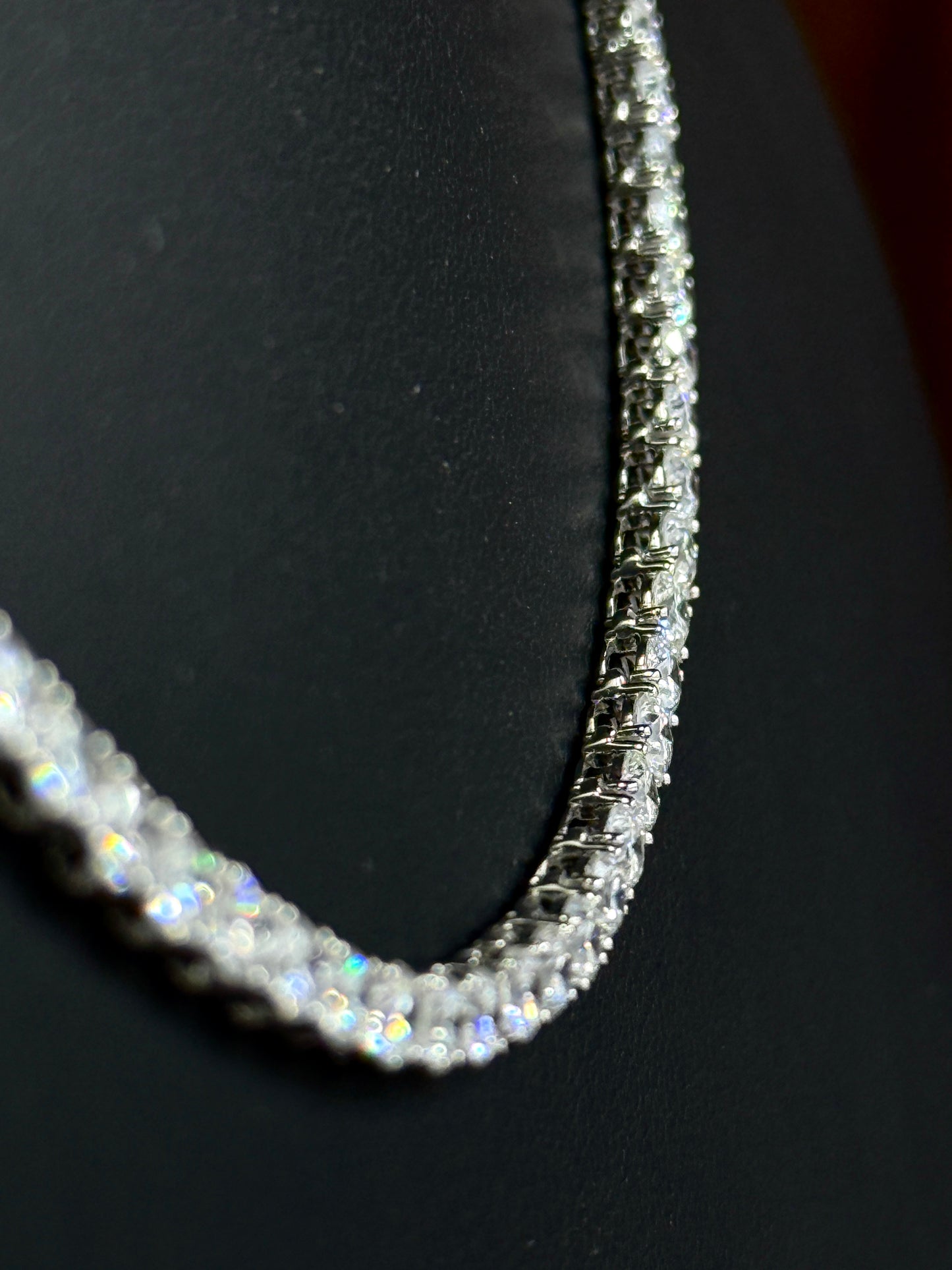 3MM 14 KT White Gold Tennis Necklace